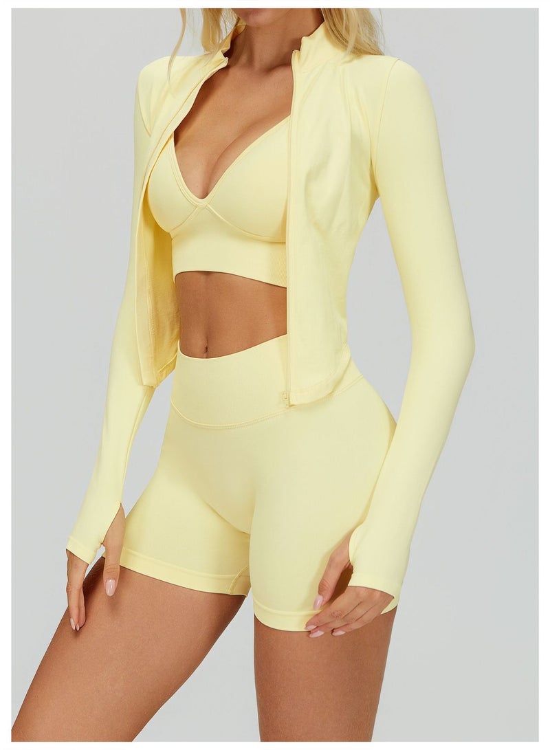 general Yknktstc Women Workout Jacket Full Zip Athletic Tops Cropped Shirt with Thumbholes Quick Dry Running Yoga Casual Wear - Image 2